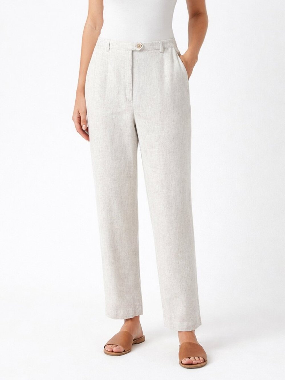 Sag Harbor Linen Blend Straight-Leg Pants | 12
